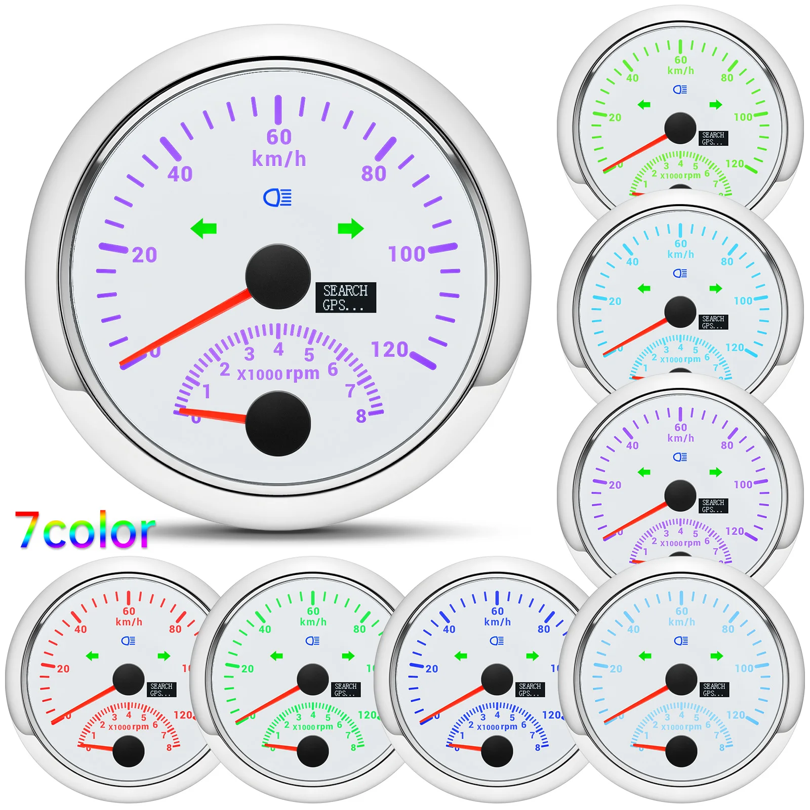 Pantalla y retroiluminación multicolor del velocímetro GPS