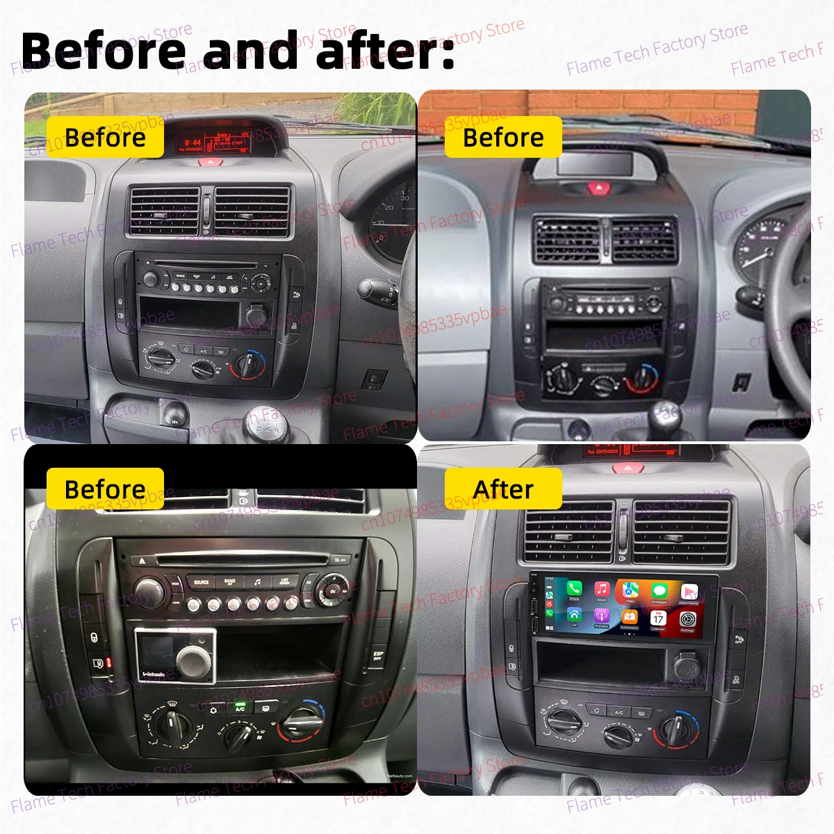 6,9 "1 Din Android Radio Multimedia para coche para Toyota Proace 2007-2016 unidad principal estéreo Carplay Android Auto Autoradio navegación - imagen 2