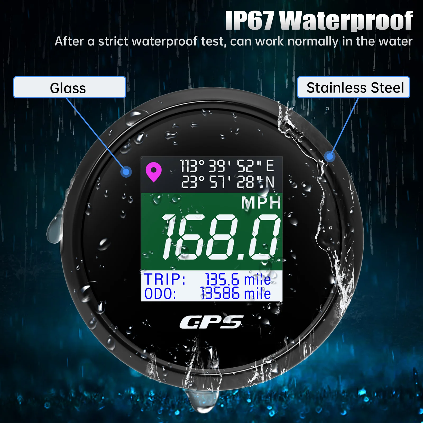 Velocímetro GPS impermeable con odómetro LCD para coche y moto - imagen 3