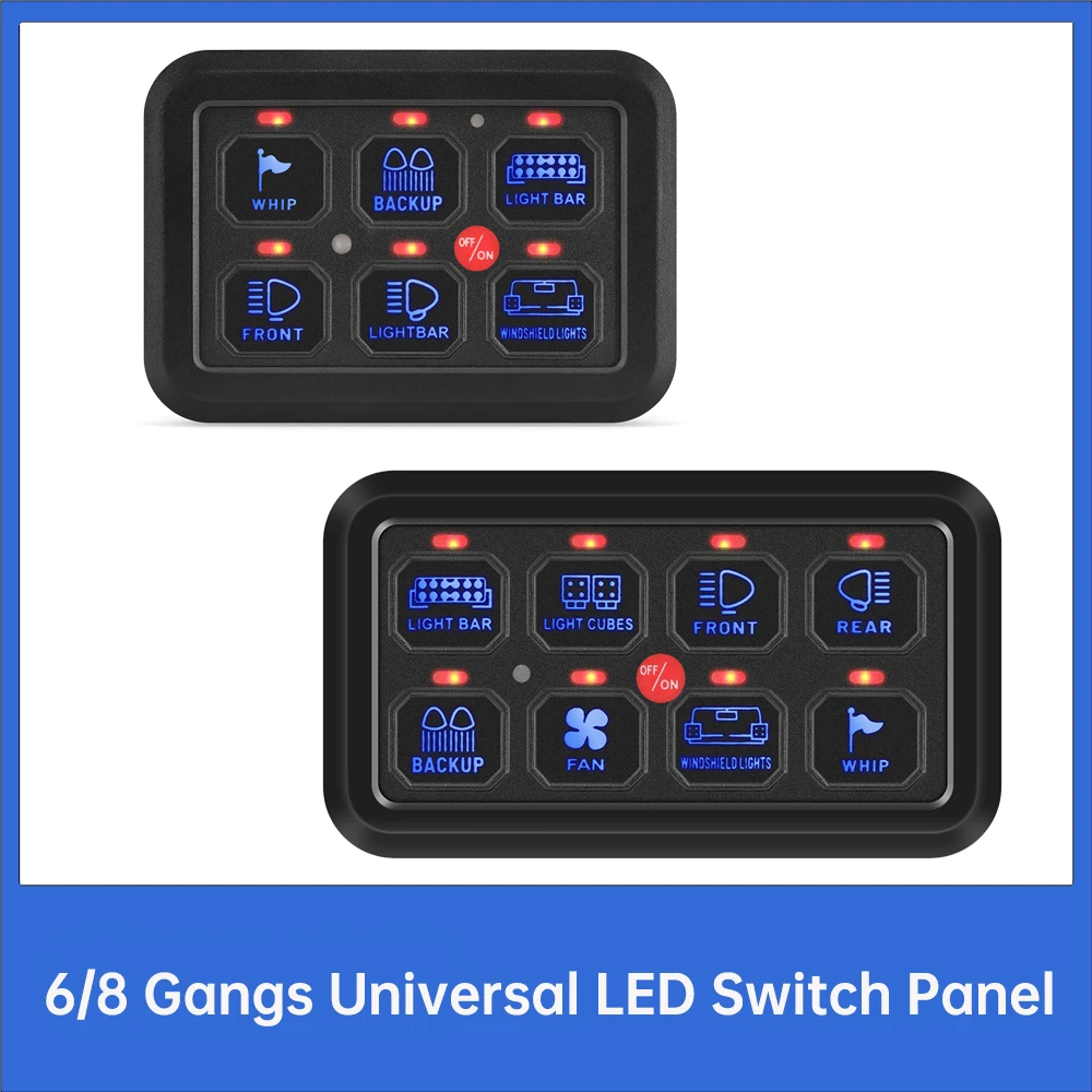 Panel interruptor retroiluminado LED 6/8 bandas relé SUV náutico - imagen 2