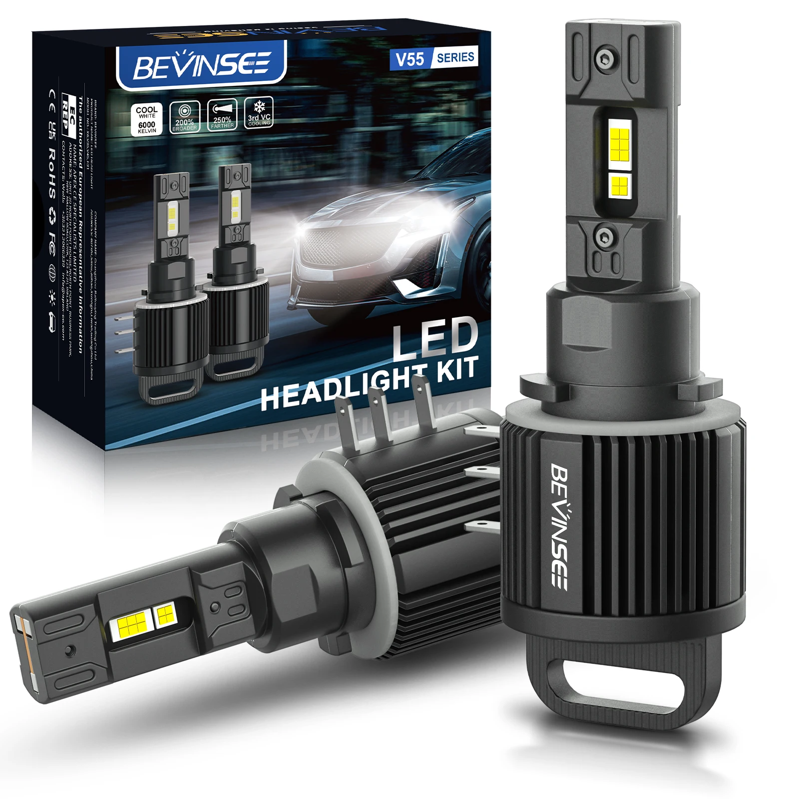 Bombillas LED H15 BEVINSEE Turbofan para VW Golf 6 y Audi A3