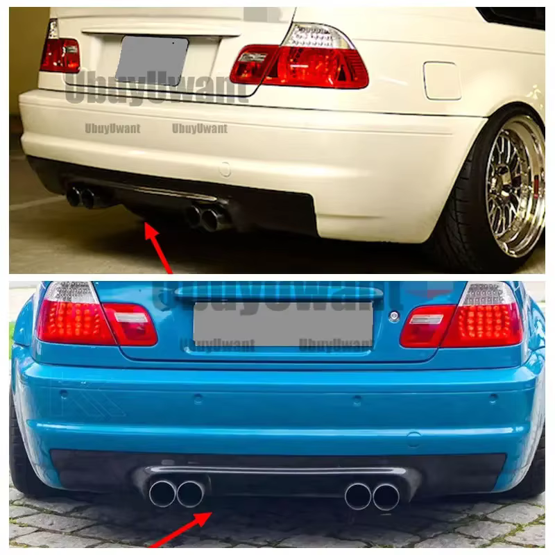 Difusor trasero BMW E46 Serie 3 en ABS negro brillante - imagen 2