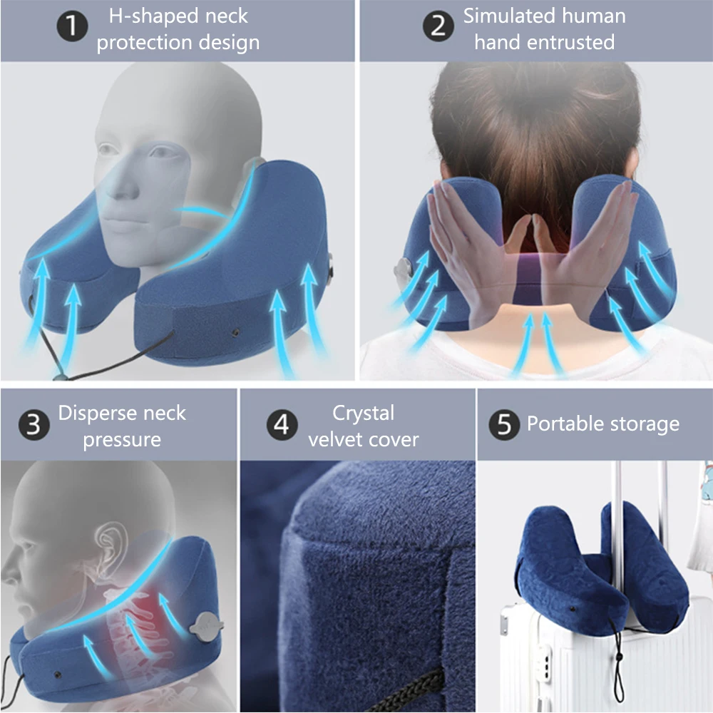 Almohada cervical inflable de viaje con capucha para coche - imagen 4