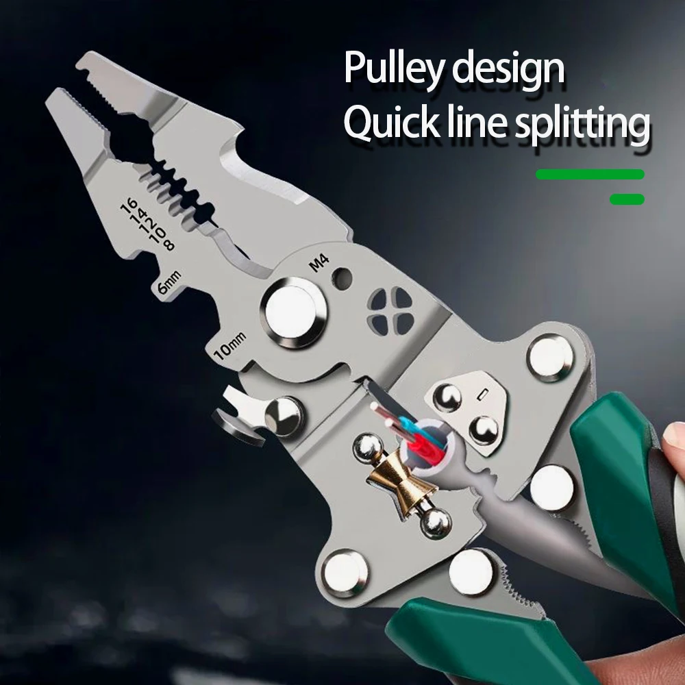 Pelador de cables plegable multifuncional con polea y alicates - imagen 4