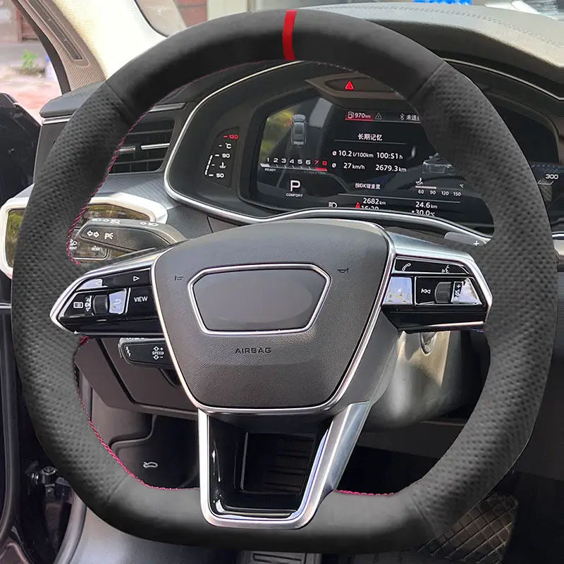 Audi Funda volante cuero gamuza cosida a mano - A6 A7 A8 S6 S7 S8