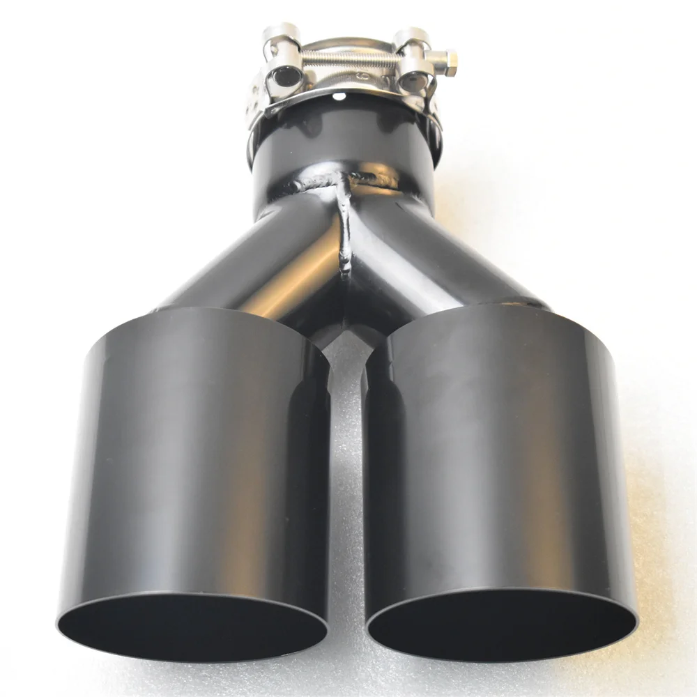 Silenciador de escape inoxidable negro tubo doble para coche - imagen 3
