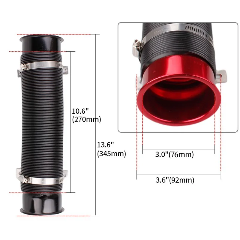 Kit de admisión de aire frío universal con tubo flexible de 76 mm - imagen 5