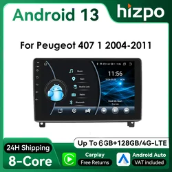Radio GPS Android 13 CarPlay y DSP para Peugeot 407 2004-2011