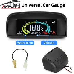 Voltímetro y medidor de temperatura del agua LCD para coche y camión