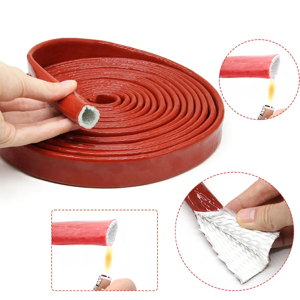 Tubo silicona trenzado fibra vidrio alta resistencia térmica