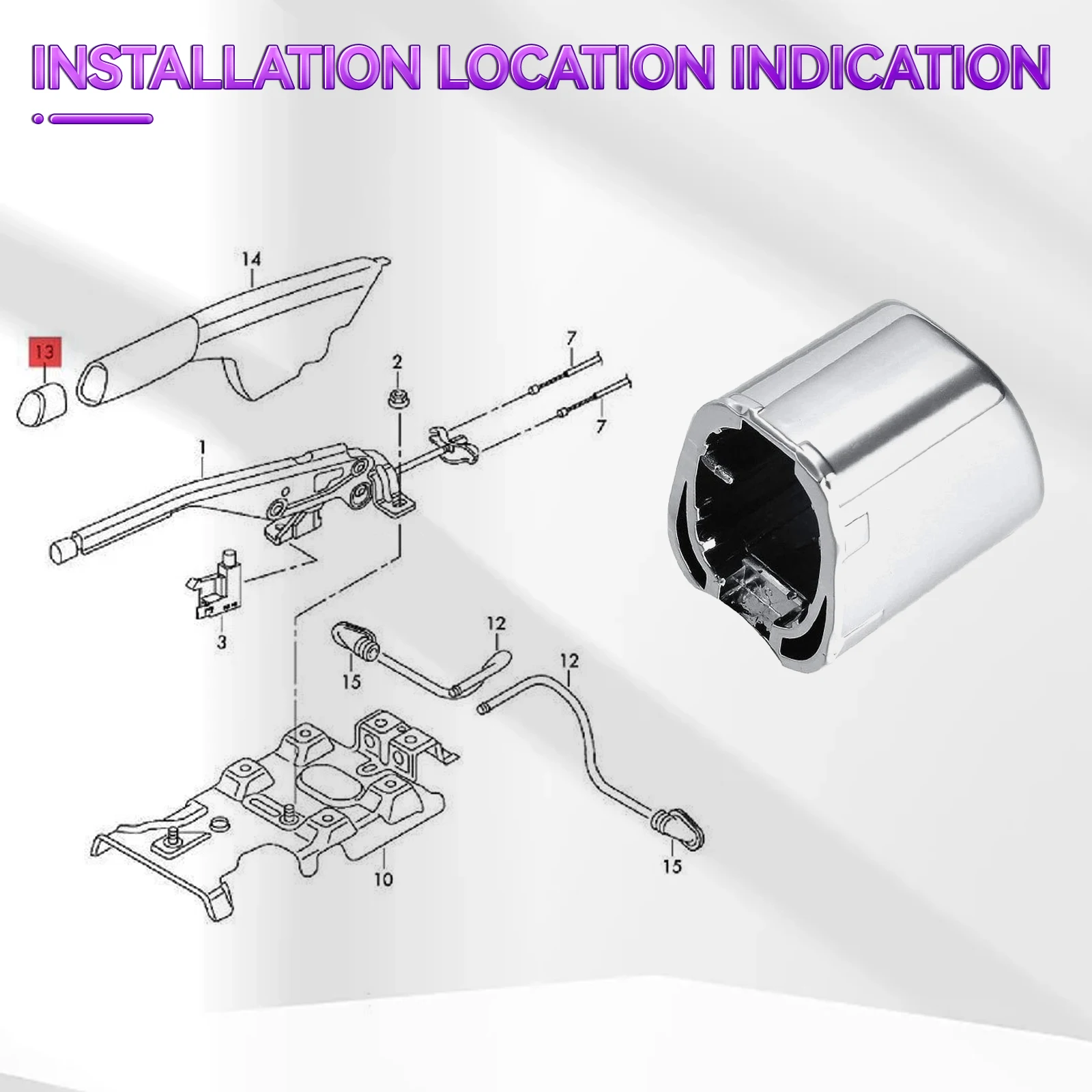 Embellecedor cromado palanca freno de mano VW Polo 6R GTI 6RD711333A - imagen 5