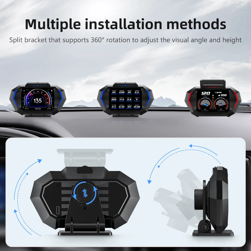 Pantalla HUD OBD2 P24 velocímetro y consumo – Alarma velocidad - imagen 3
