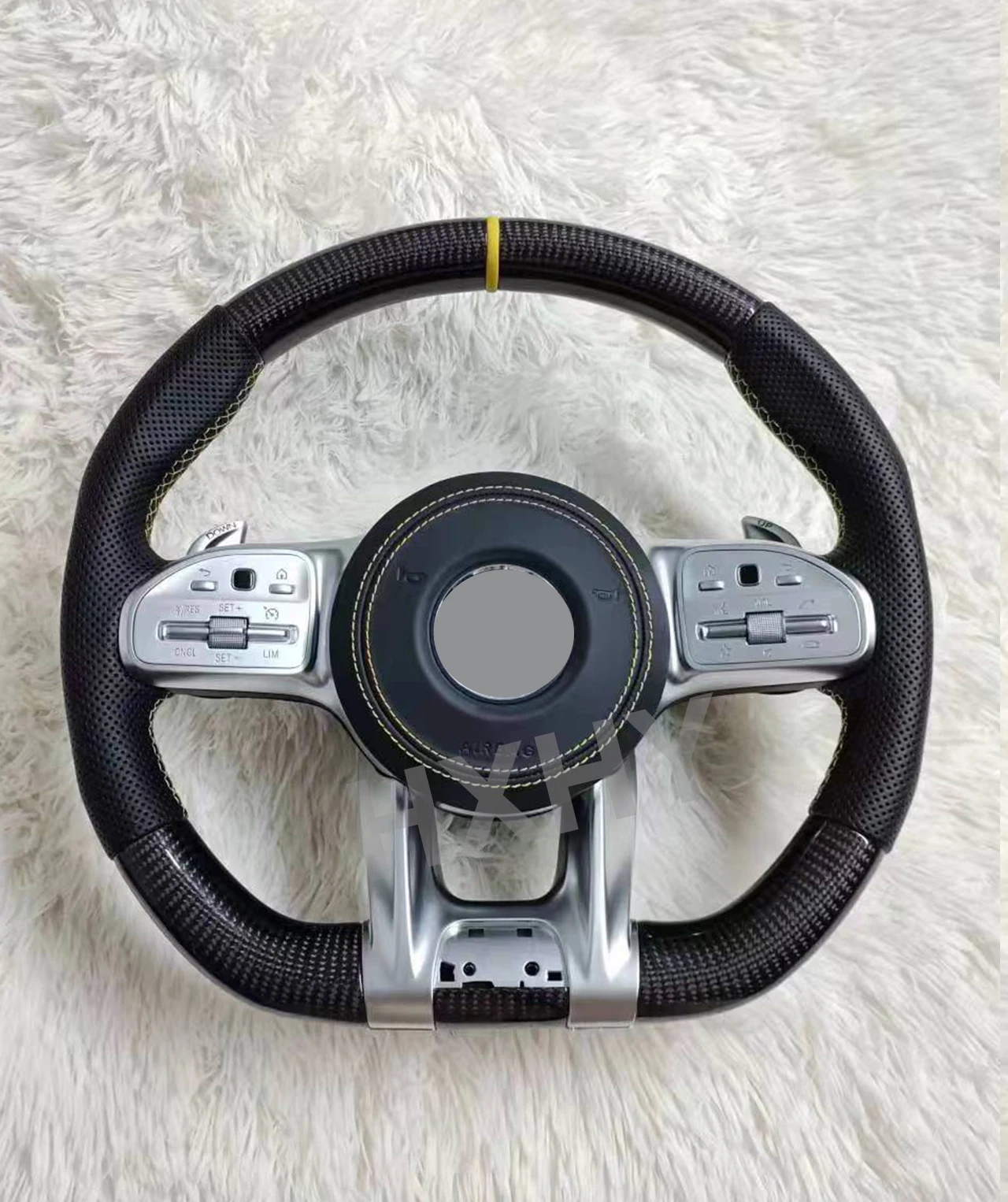 Volante de fibra de carbono para Benz Mercedes AMG a B C E GLS GLA S C63 W205 W204 W213 2012-2021 volante personalizado - imagen 3