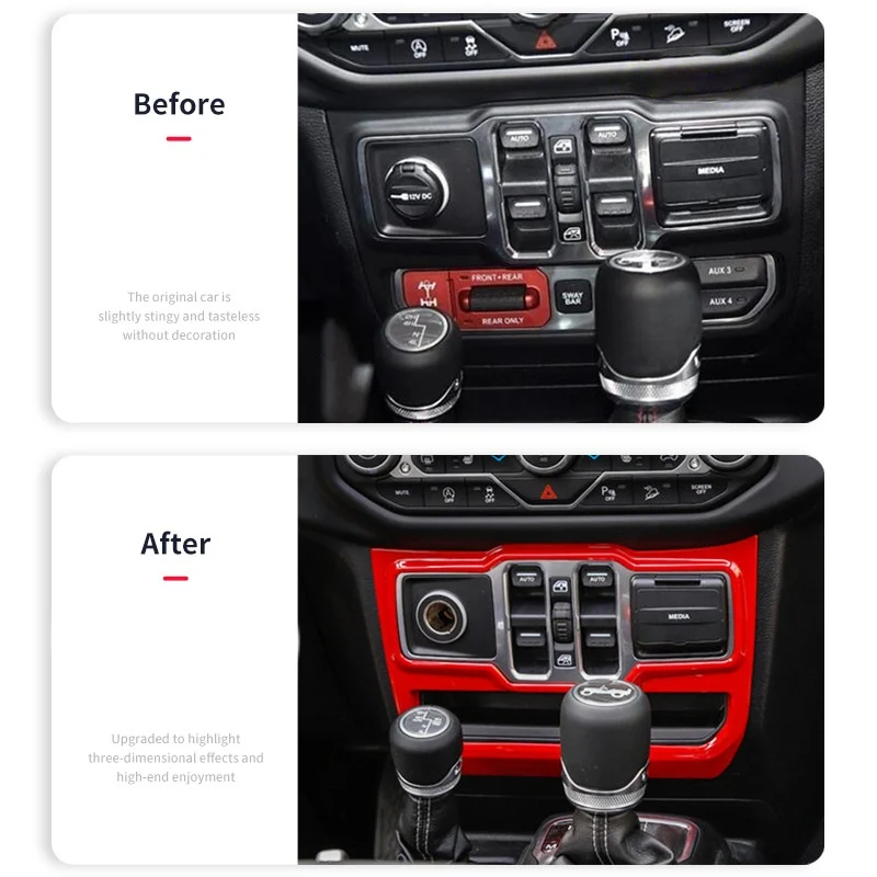 Cubierta embellecedora del Panel del interruptor de la ventana del tablero central para Jeep Wrangler JL JLU Gladiator JT 2018-2024, accesorios interiores - imagen 3