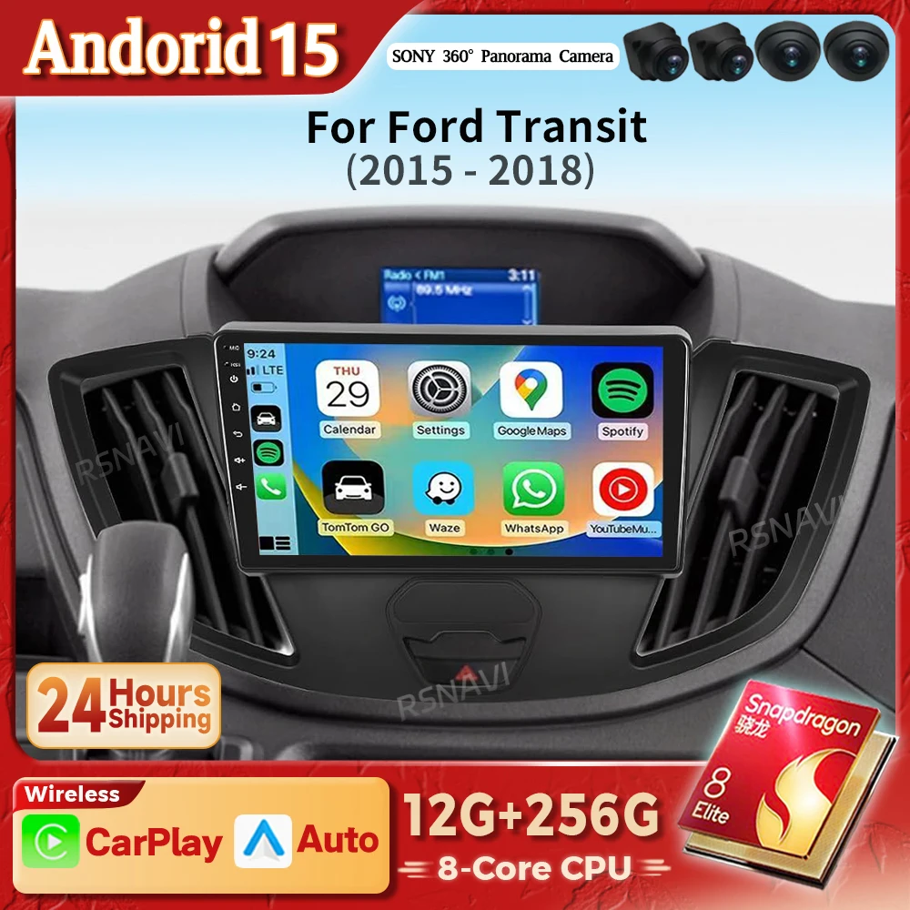 Autorradio Android 15 con GPS y Bluetooth para Ford Transit 2015-2018