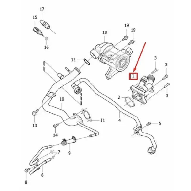 Carcasa termostato refrigerante Volvo OE 31686560 para S60 2015-2017 - imagen 5