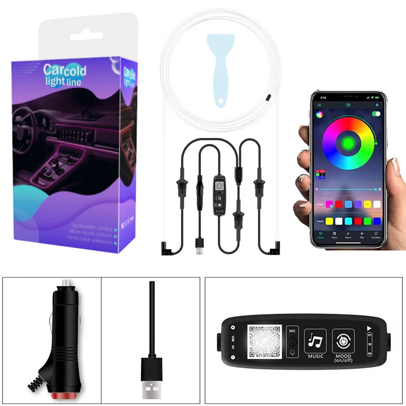 Tira LED coche interior con control app música y colores RGB - imagen 5