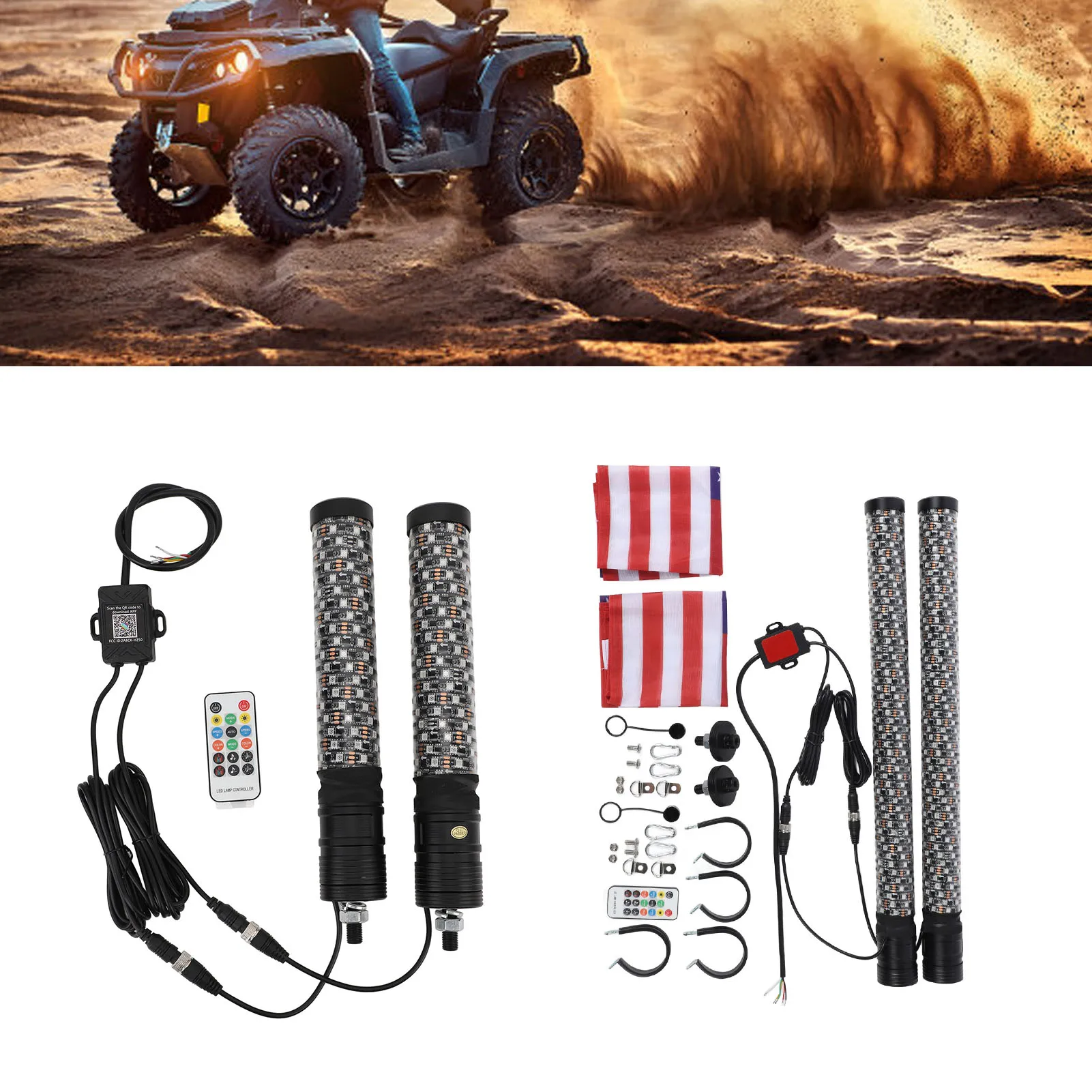 Látigo de luz LED RGB para UTV, control por app y mando