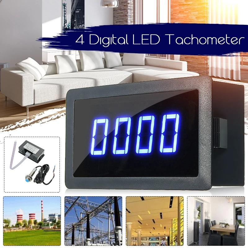 Tacómetro digital LED azul y verde 12 V con sensor Hall NPN - imagen 2