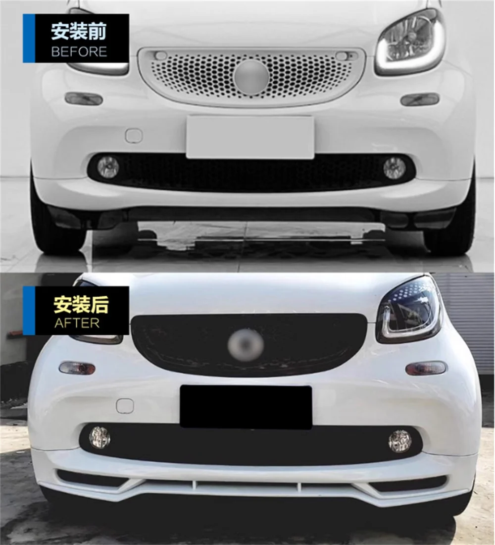 Para Benz Smart Fortwo 2Door 453 sin pintar, reequipamiento de la falda lateral alrededor de la barra delantera y el alerón de la barra trasera, parachoques inteligente - imagen 2