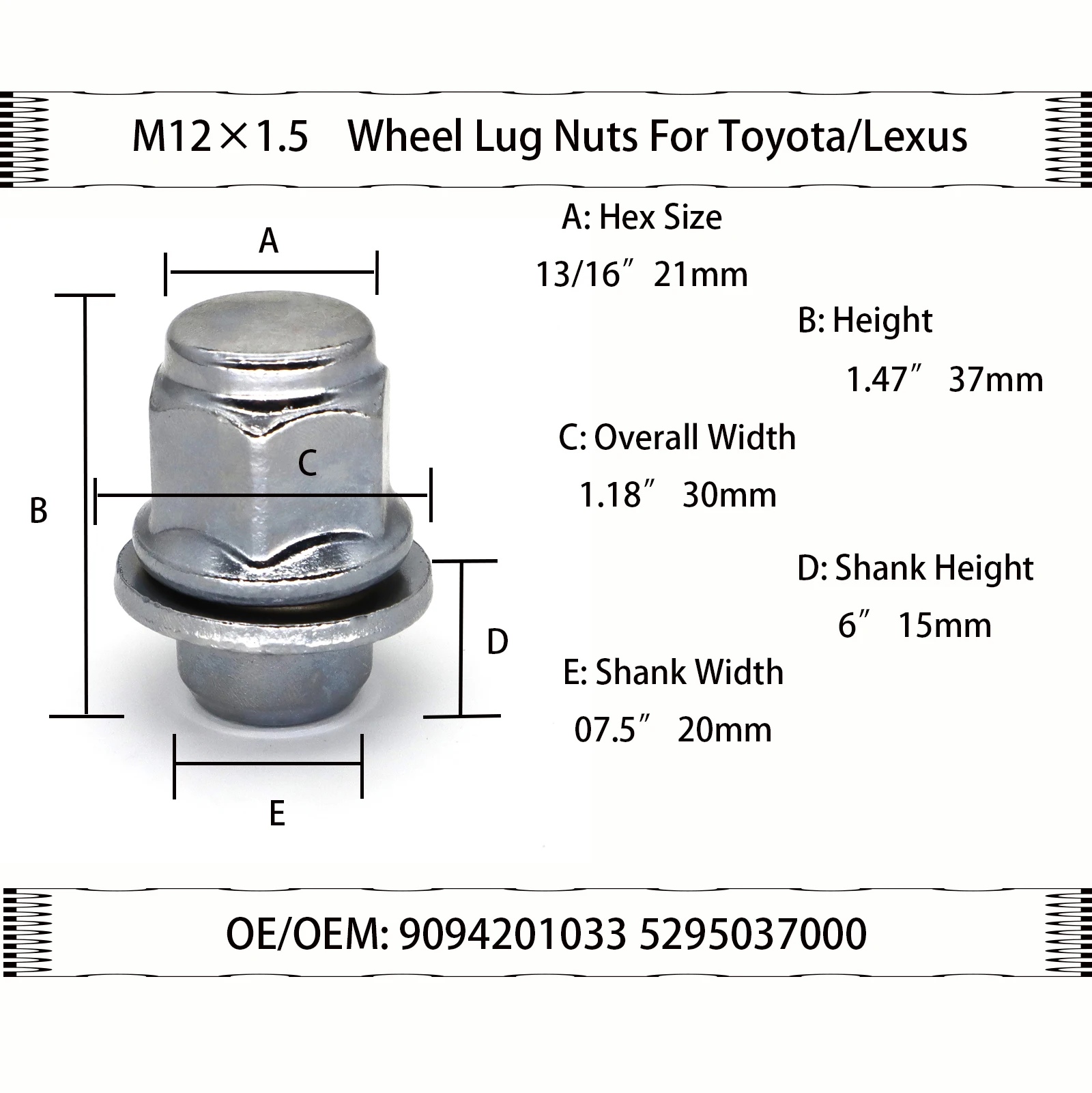 Tuercas de桶 12x1,5 plateadas para Toyota Camry, Corolla y RAV4 - imagen 2