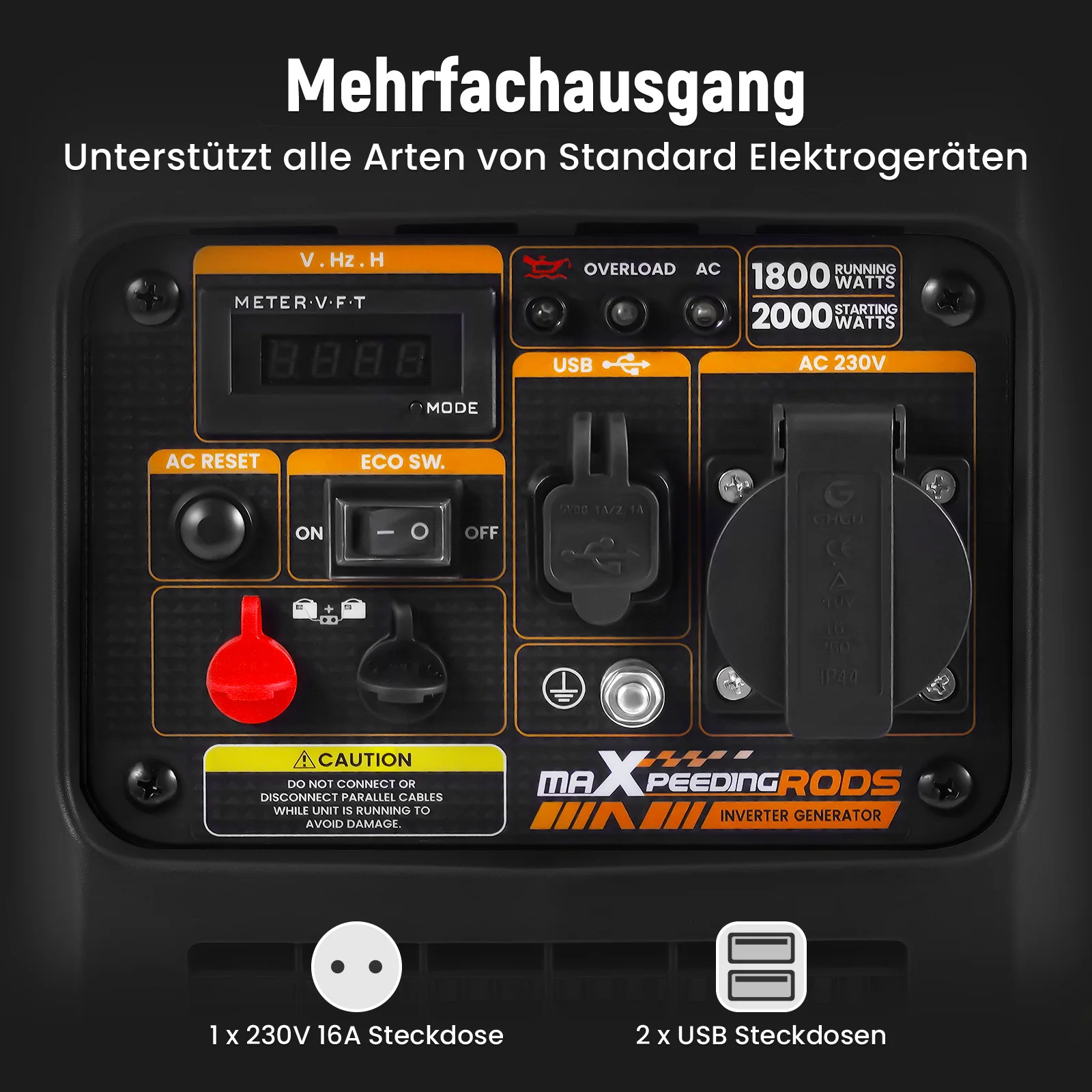 MAXPEEDINGRODS Generador Gasolina 2000W Silencioso Portátil para Camping - imagen 4