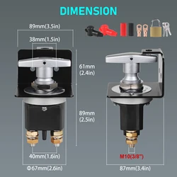 Aislador batería 12V-48V 250A con llave para barco, camión y camper