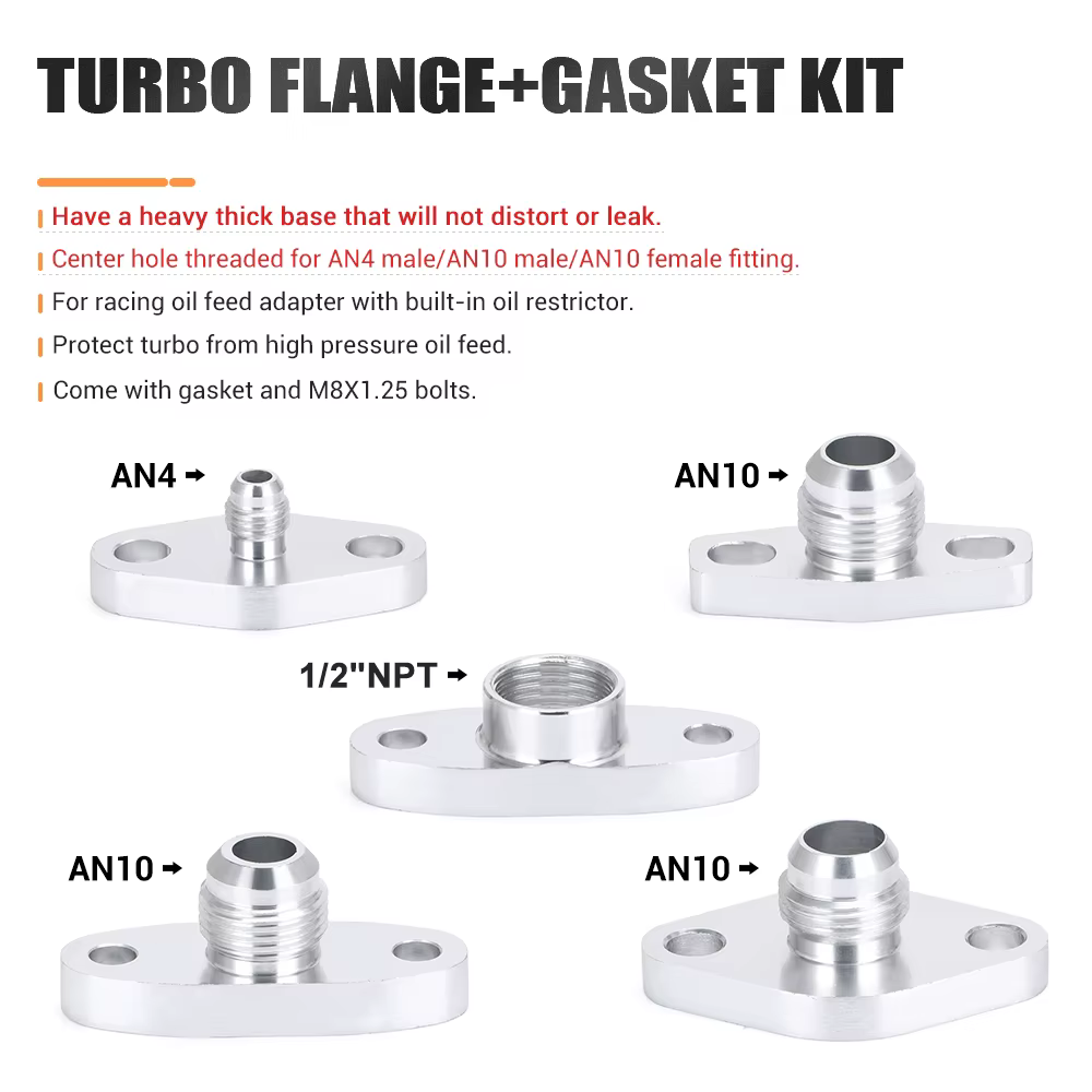 Kit de conexiones de aceite para turbo T3/T4 con juntas - imagen 2