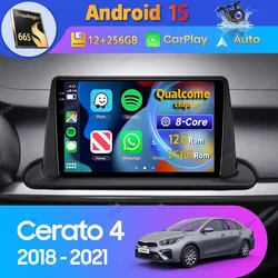Android 15 Carplay Auto para Kia Cerato 4 IV 2018 2019- 2021 Radio de coche navegación GPS 2Din reproductor estéreo vídeo DVD unidad principal DSP