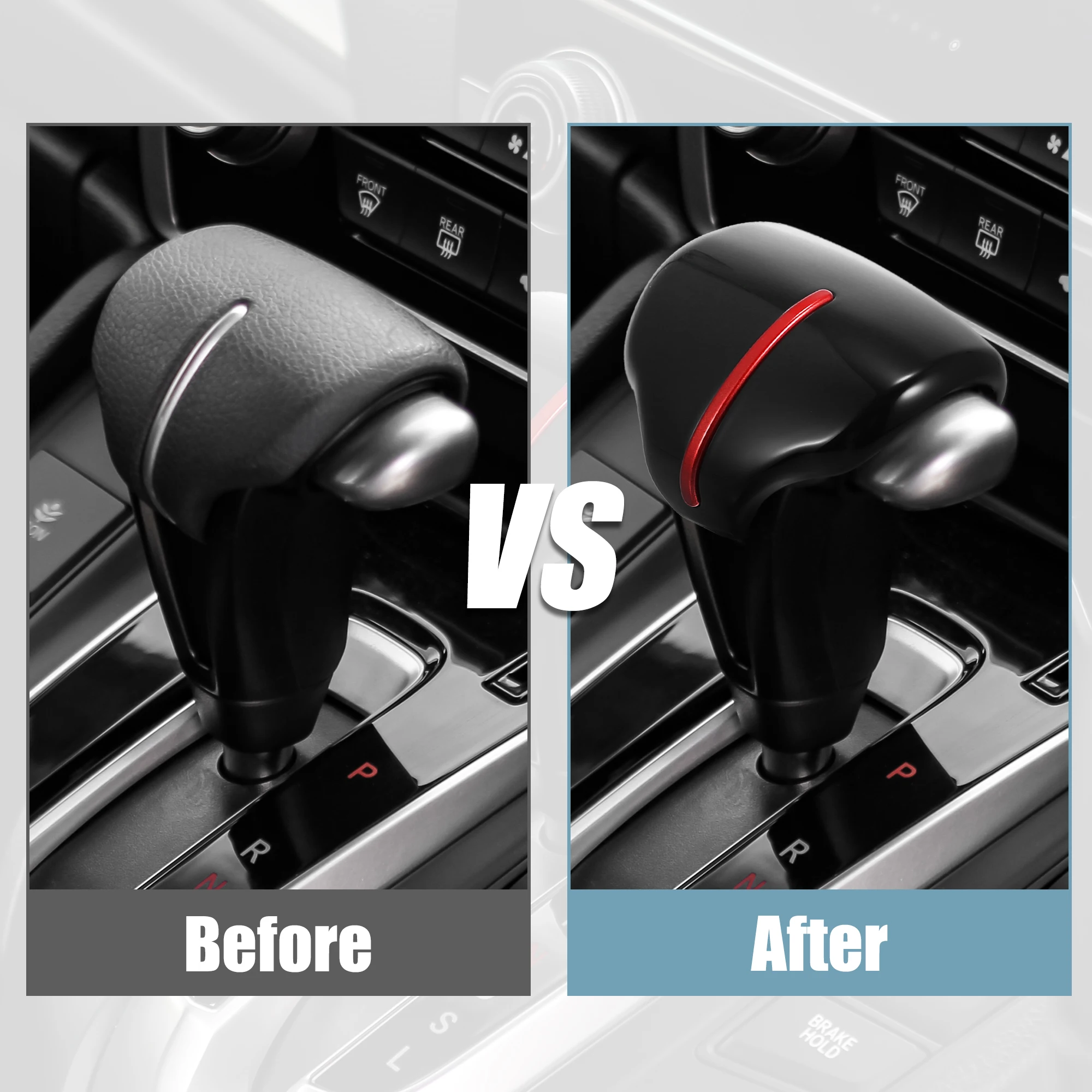X Autohaux-pomo de cambio de marchas de coche, cubierta de pegatina, embellecedor de cabeza para Honda CR-V 2017-2021, Negro, Rojo, Interior de coche, accesorios - imagen 3