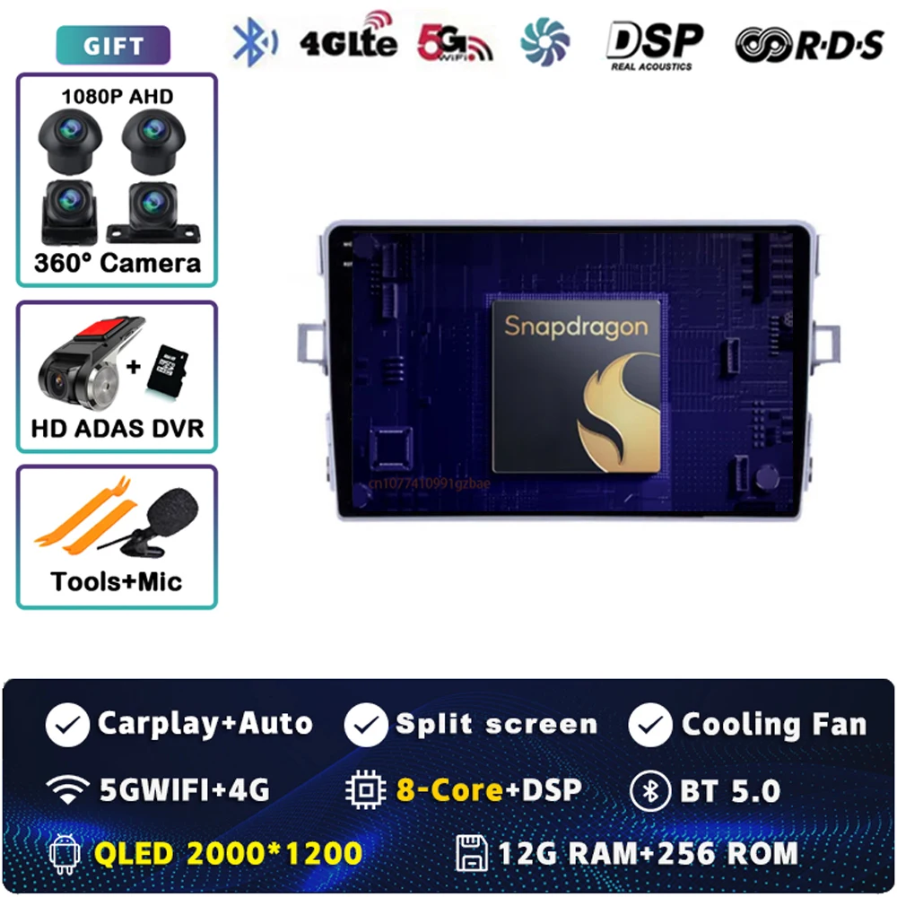 Radio multimedia Android 15 con CarPlay para Toyota Verso 2010-2016 - imagen 2