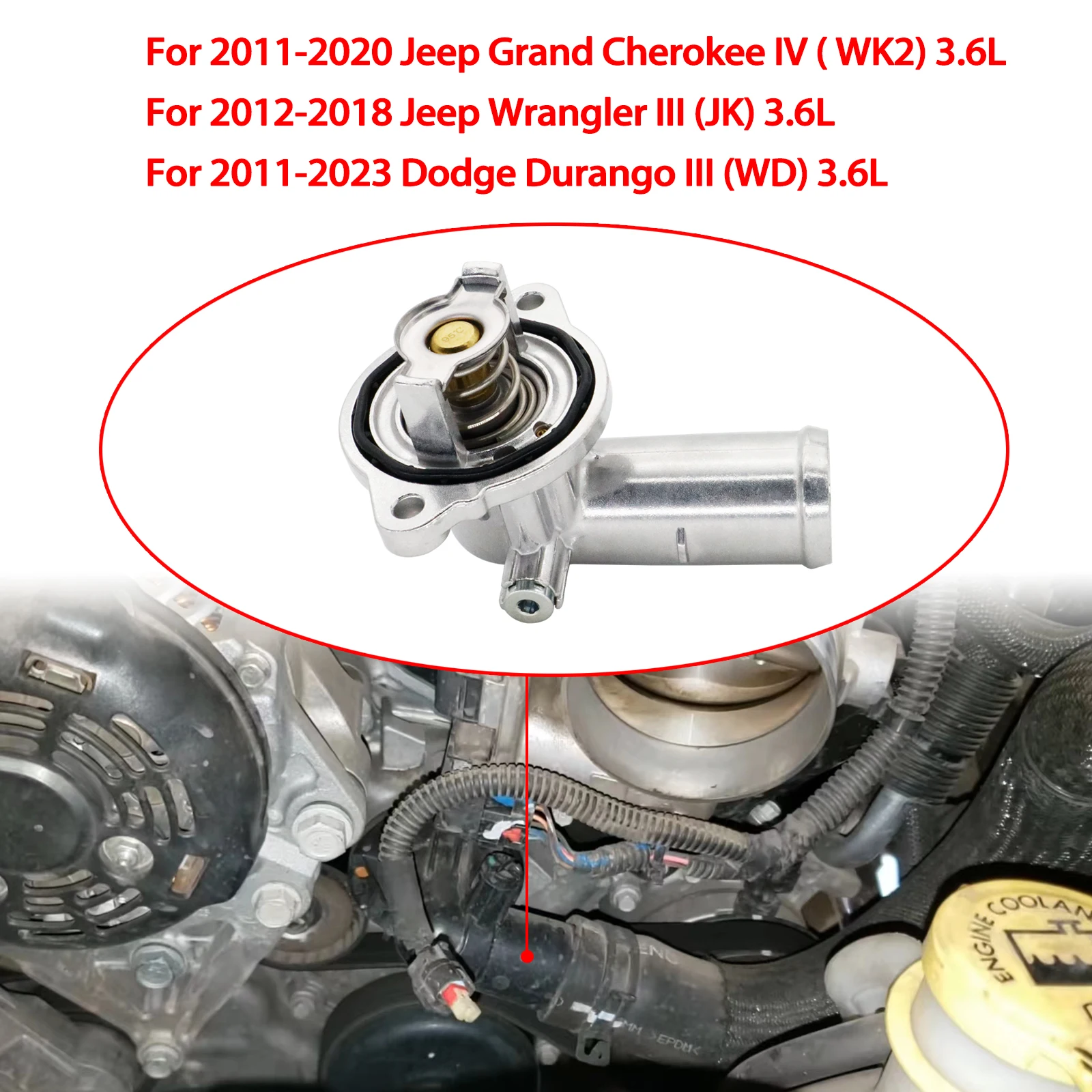 5184651AG Carcasa de termostato de aluminio para Jeep 3.6L - imagen 2