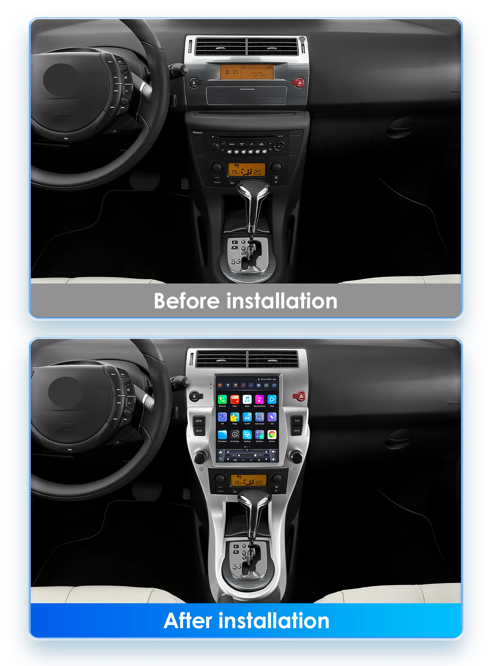 Radio multimedia vertical Android 13 con CarPlay para Citroën C4 - imagen 2