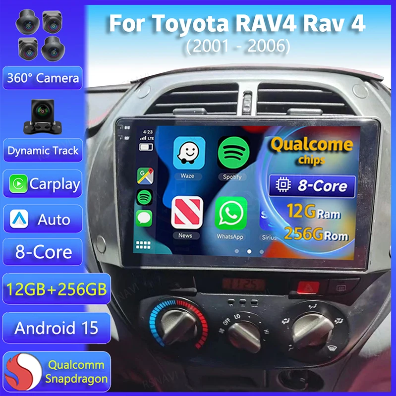 Autoradio Android CarPlay GPS DSP Toyota RAV4 2001-2006