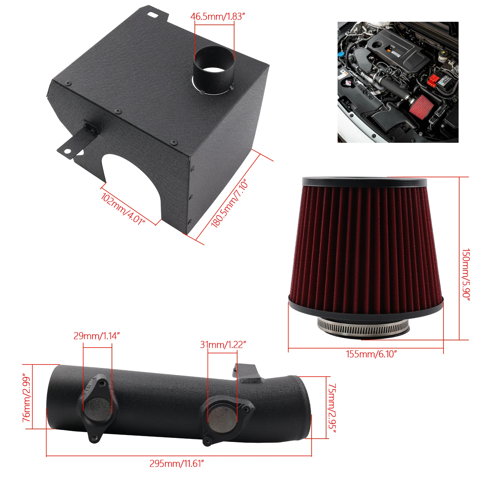 Kit de admisión de aire frío Honda Accord 2.0 Turbo 2018-2022
