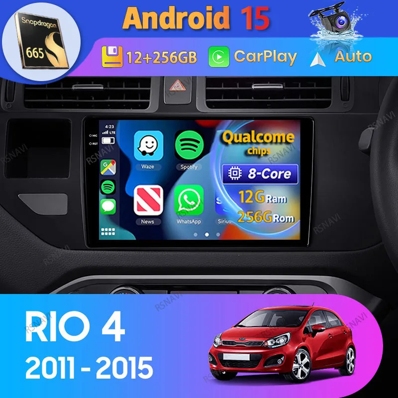 Radio Android con CarPlay 2DIN Bluetooth para Kia Rio 2011-2015