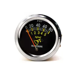 Manómetro mecánico de presión de aceite cromado 52 mm 0-80 PSI