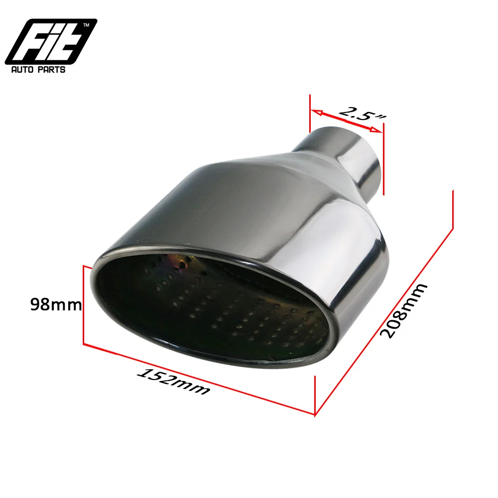 Universal Car Exhaust Tip for Audi Polish Stainless Steel 304 Car Rolled/Oval Outlet Slant End Pipe - imagen 2