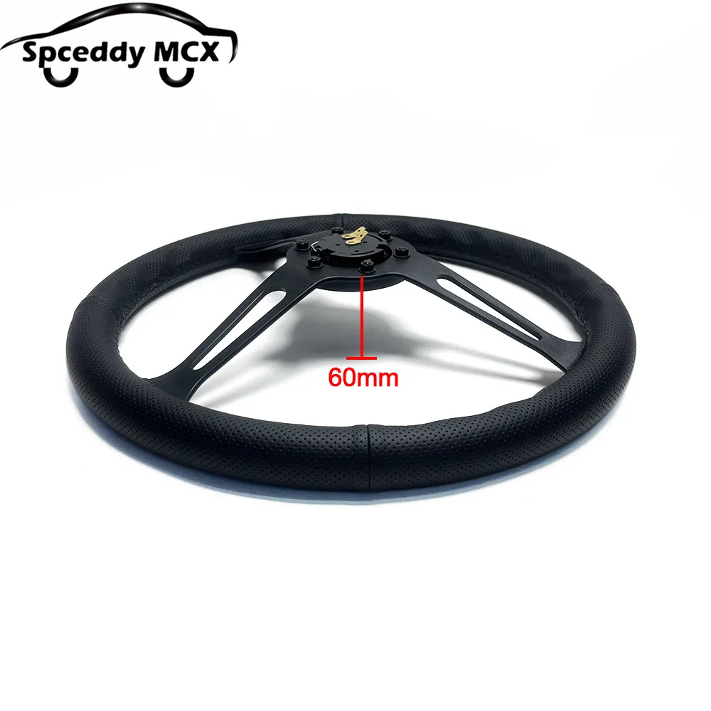 Volante deportivo Spceddy MCX JDM de cuero negro perforado - imagen 3
