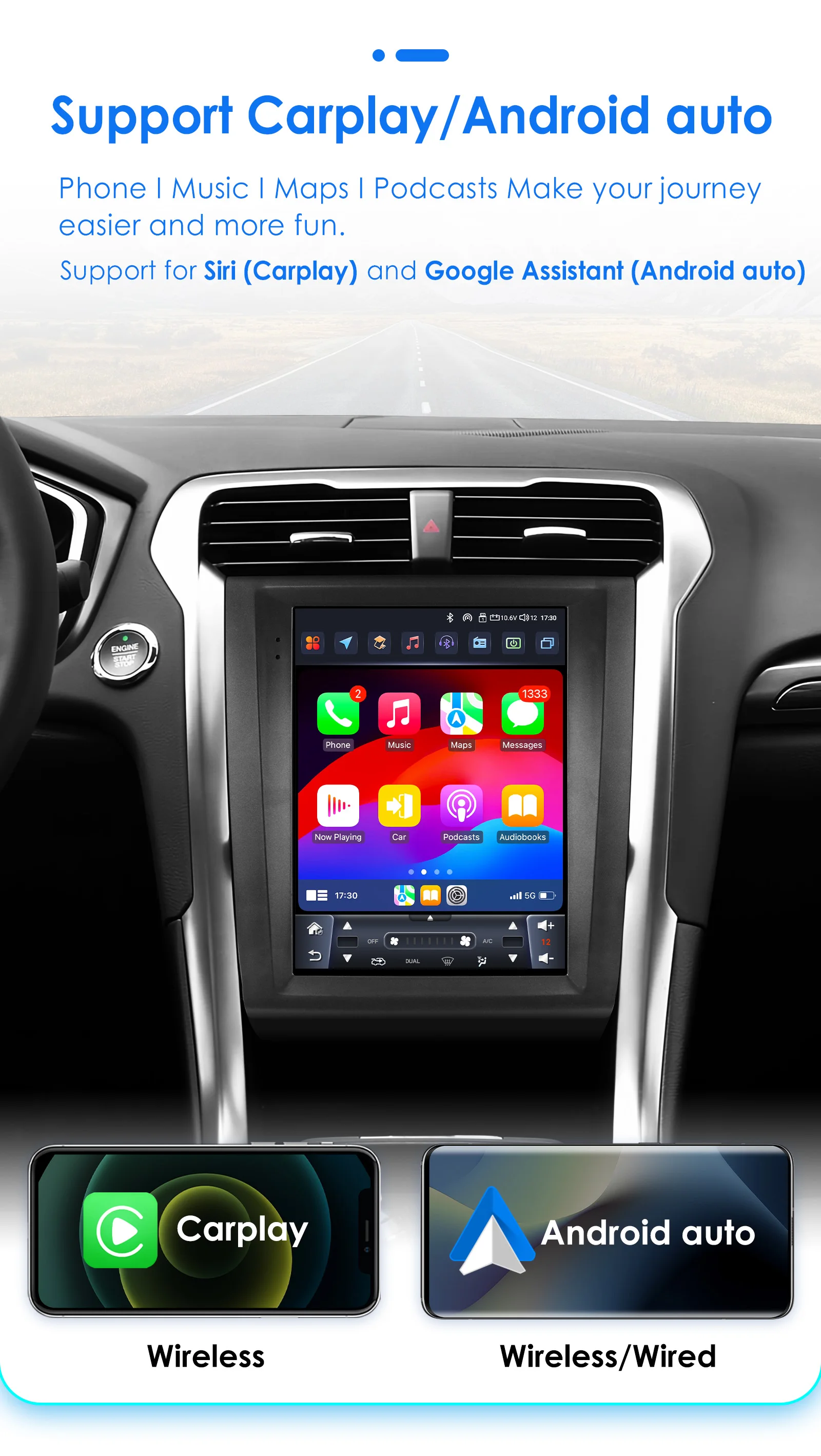 Radio CarPlay y Android Auto de 9,7″ para Ford Fusion/Mondeo MK5 - imagen 3