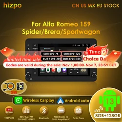 Hizpo Radio Android Auto con CarPlay - Alfa Romeo 159 Sportwagon