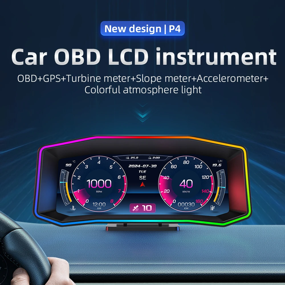 Pantalla HUD OBD2 para coche con velocímetro e inclinómetro 4x4 - imagen 3
