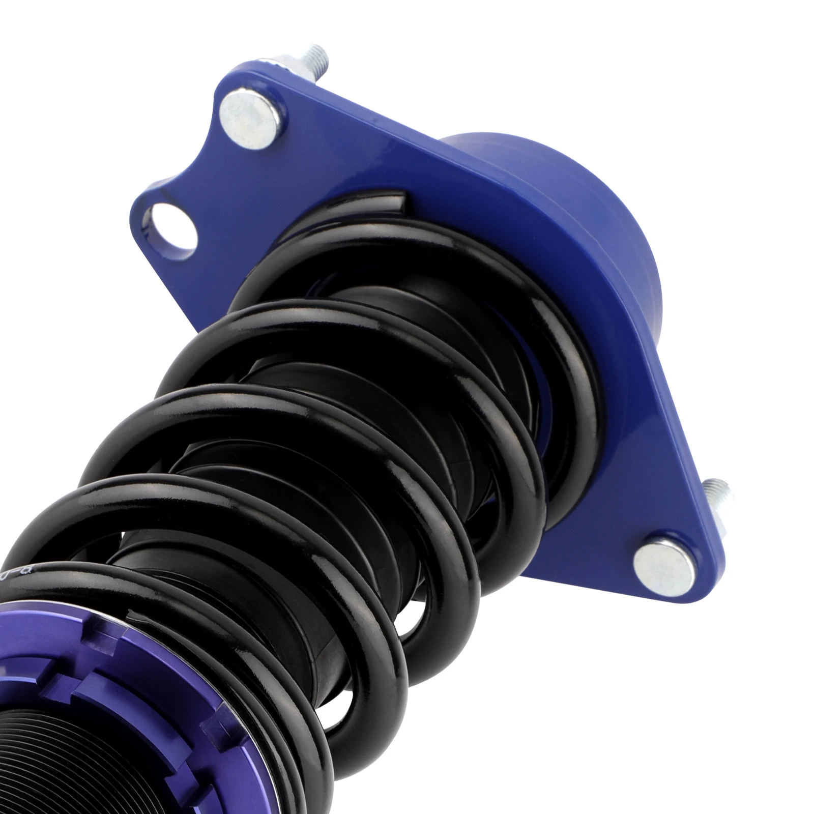 Vista completa del conjunto muelle-coilover azul