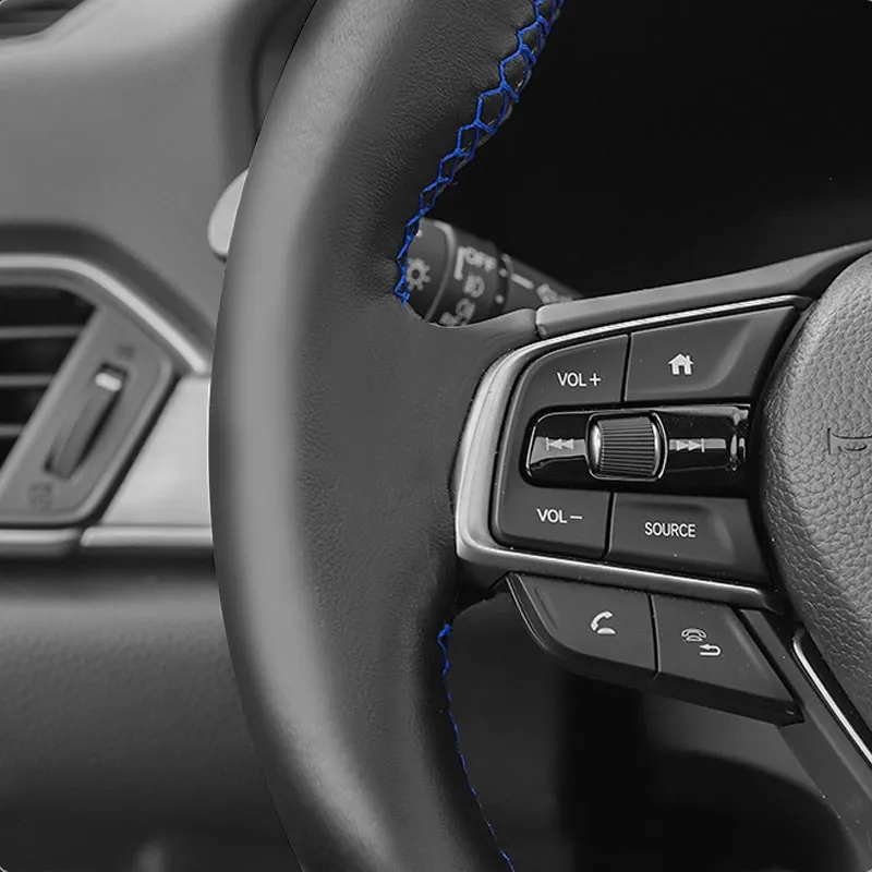 Funda volante Fiat Viaggio 2017 cosida a mano microfibra tira azul - imagen 4
