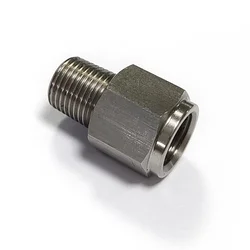 Adaptador manómetro aceite NPT macho a M10x1.0 hembra – Acero inoxidable