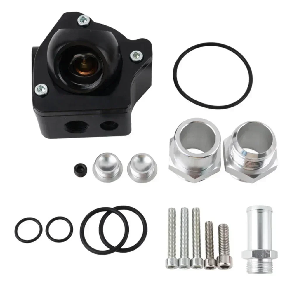 Carcasa del termostato Honda K20 K24 de aluminio negro radiador - imagen 2