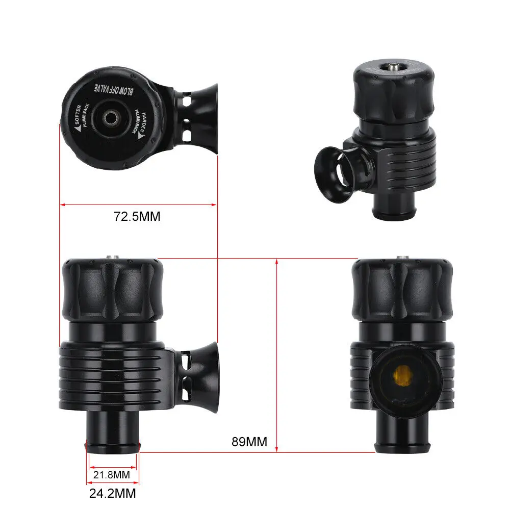 Válvula de descarga turbo BOV Supersonic ajustable 25 mm negra - imagen 3