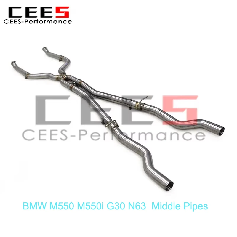 Tubos medios de escape CEES para BMW M550i G30/N63 4.4TT 2017-2022 SS304 Conjunto de sistema de escape deportivo
