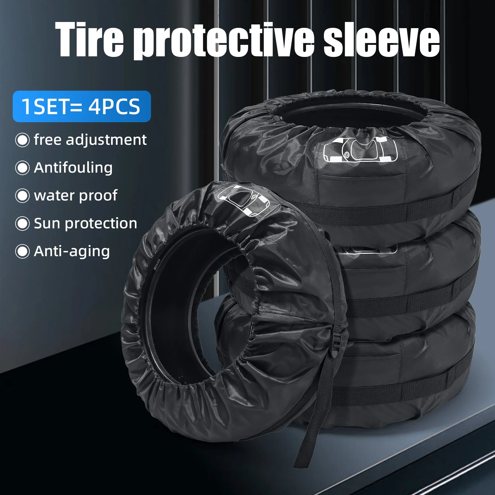 4 unids/lote Universal funda para neumático de repuesto de coche bolsas de almacenamiento de neumáticos de rueda de coche Protector de rueda de neumático de vehículo a prueba de polvo impermeable - imagen 4