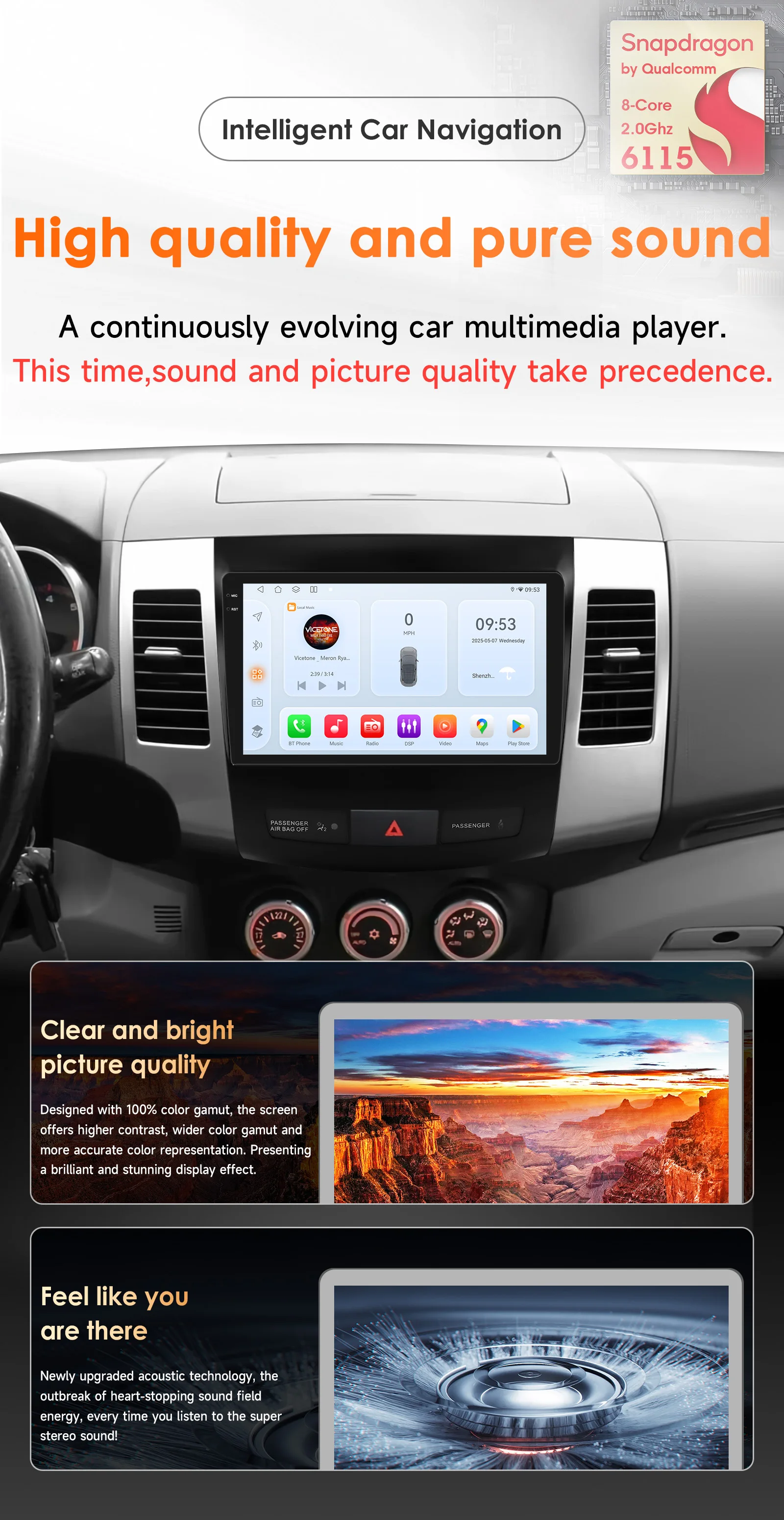 Autoradio Android 14 Hizpo 2 Din GPS Wifi Mitsubishi Outlander 2 (2005-2012) - imagen 5